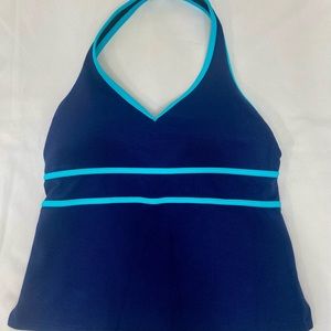 Lands End Swim Top‎ Tankini 8 Navy Blue Classic